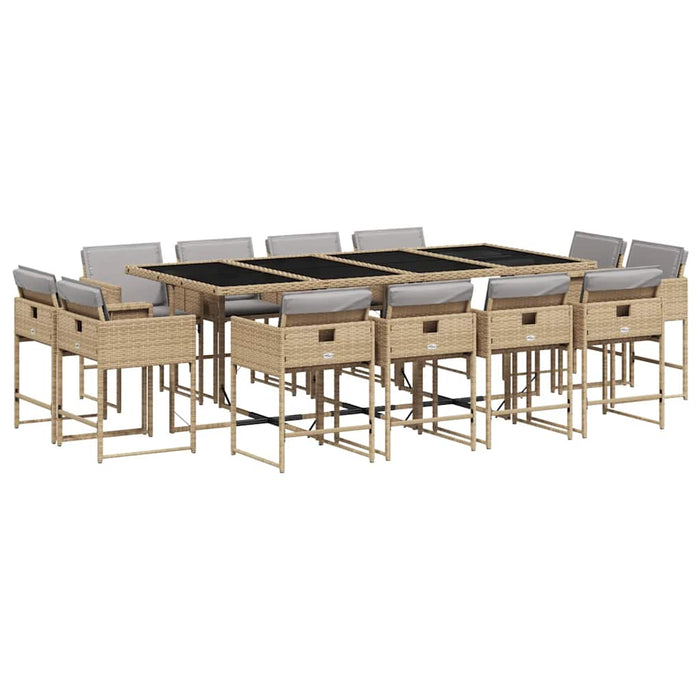 Set mobilier grădină cu perne, 13 piese, bej combinat poliratan - WALTI WALTI