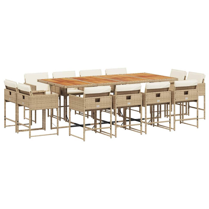Set mobilier de grădină cu perne, 13 piese, bej, poliratan - WALTI WALTI