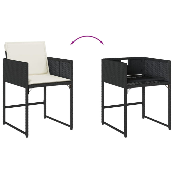 Set mobilier de grădină cu perne, 15 piese, negru, poliratan - WALTI WALTI