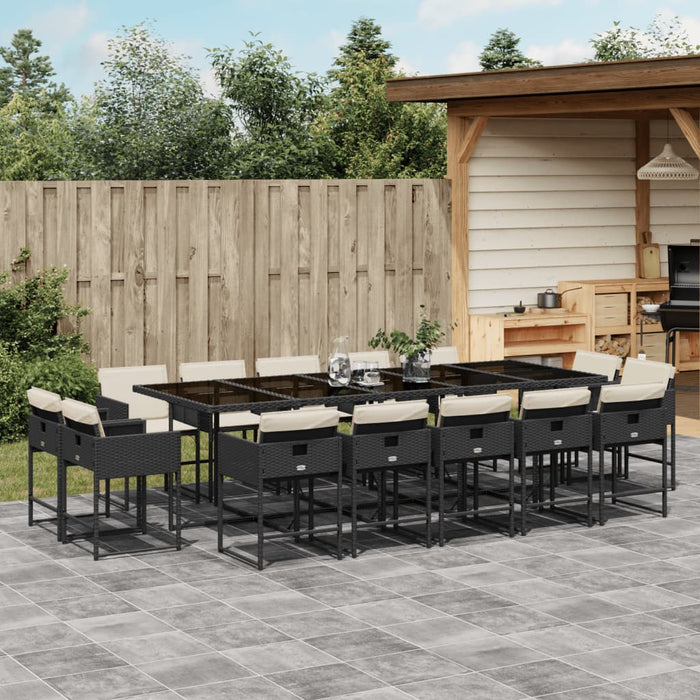 Set mobilier de grădină cu perne, 15 piese, negru, poliratan - WALTI WALTI
