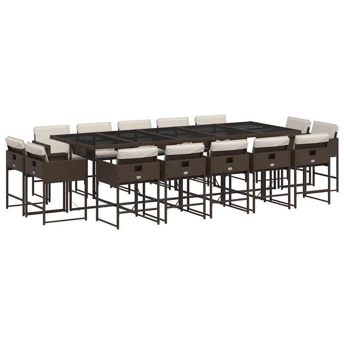 Set mobilier de grădină cu perne, 15 piese, maro, poliratan - WALTI WALTI