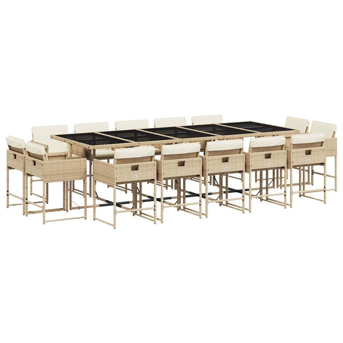Set mobilier de grădină cu perne, 15 piese, bej, poliratan - WALTI WALTI