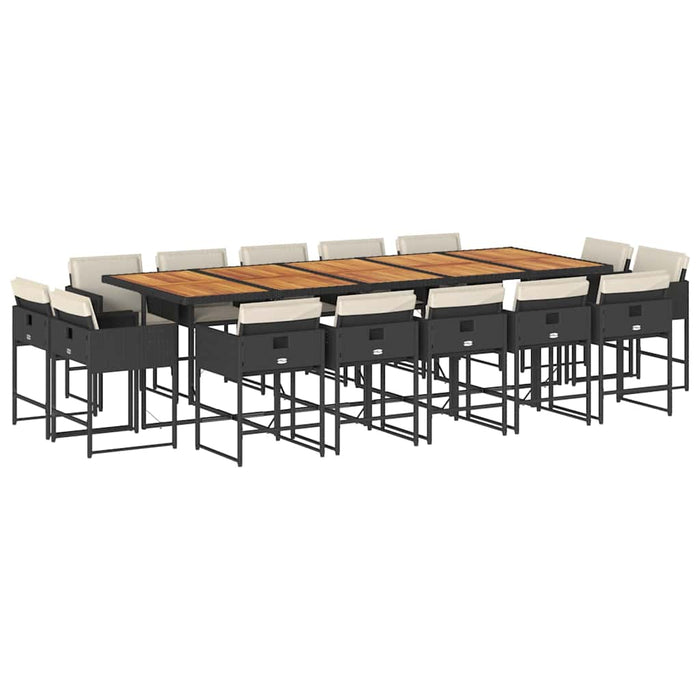 Set mobilier de grădină cu perne, 15 piese, negru, poliratan - WALTI WALTI