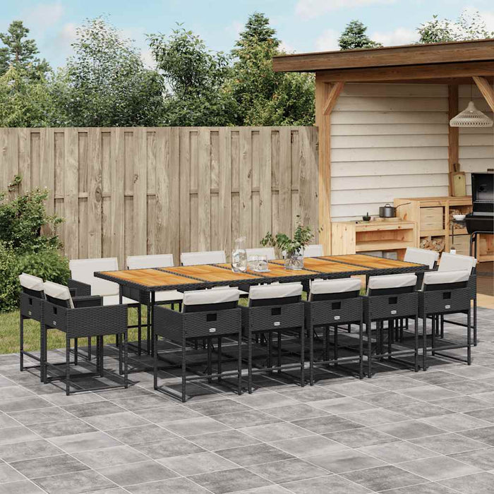 Set mobilier de grădină cu perne, 15 piese, negru, poliratan - WALTI WALTI