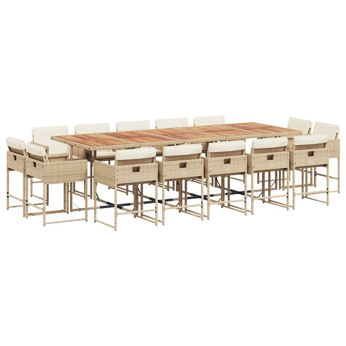 Set mobilier de grădină cu perne, 15 piese, bej, poliratan - WALTI WALTI