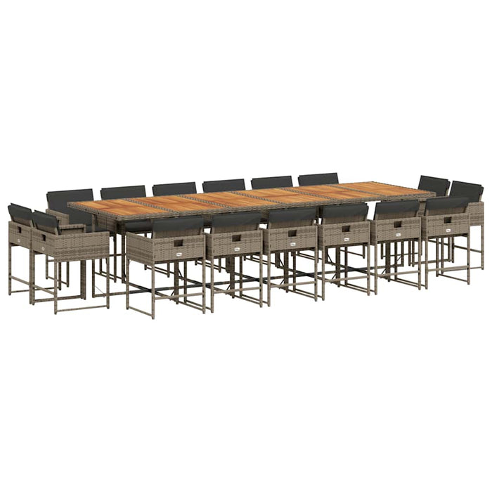 Set mobilier de grădină cu perne, 17 piese, gri, poliratan WALTI