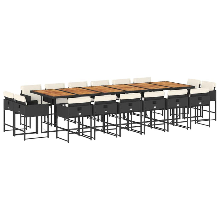 Set mobilier de grădină cu perne, 17 piese, negru, poliratan - WALTI WALTI