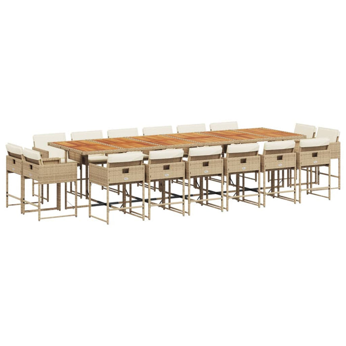 Set mobilier de grădină cu perne, 17 piese, bej, poliratan - WALTI WALTI