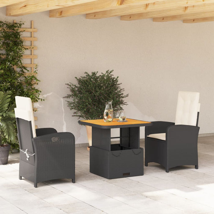 Set mobilier de grădină cu perne, 3 piese, negru, poliratan - WALTI WALTI