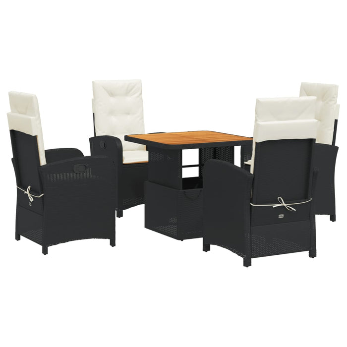 Set mobilier de grădină cu perne, 5 piese, negru, poliratan WALTI