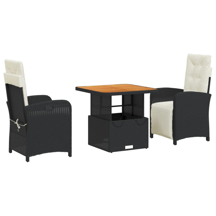 Set mobilier de grădină cu perne, 3 piese, negru, poliratan - WALTI WALTI