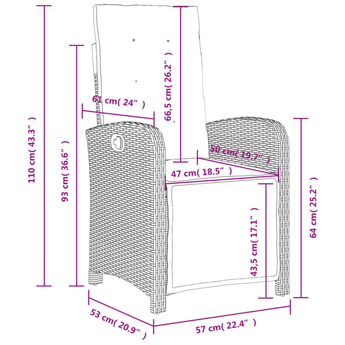 Set mobilier de grădină cu perne, 5 piese, negru, poliratan WALTI