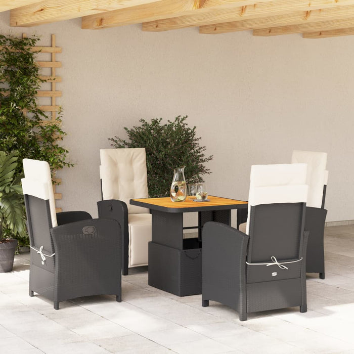 Set mobilier de grădină cu perne, 5 piese, negru, poliratan WALTI