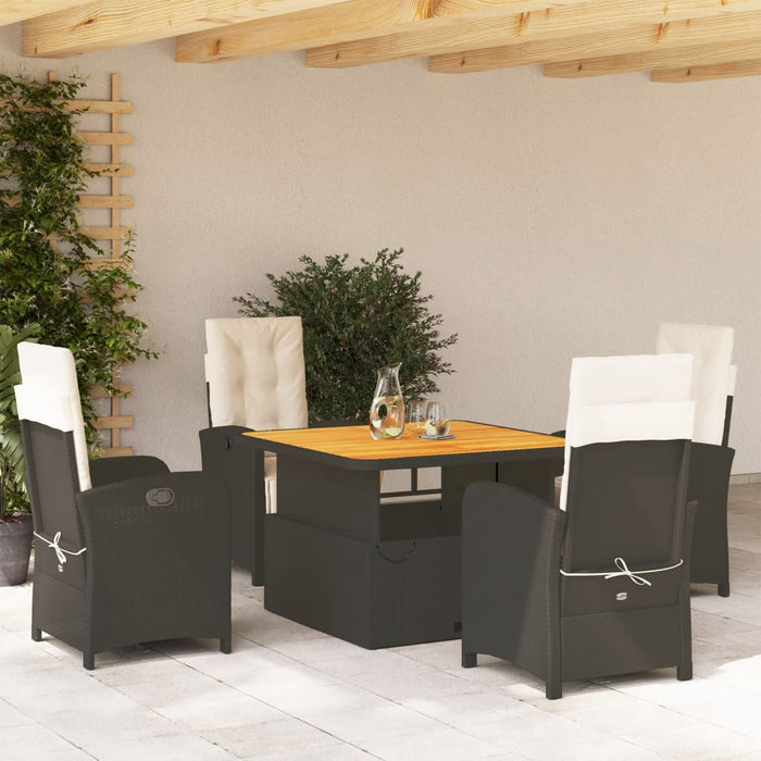 Set mobilier de grădină cu perne, 5 piese, negru, poliratan - WALTI WALTI