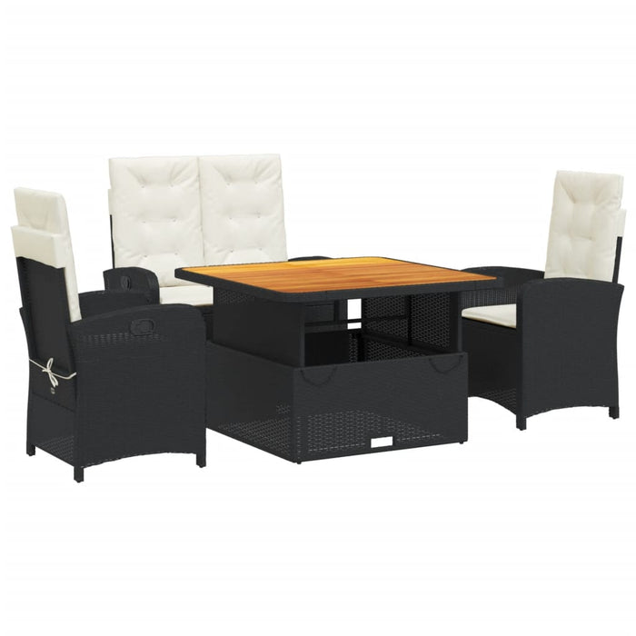 Set mobilier de grădină cu perne, 4 piese, negru, poliratan - WALTI WALTI