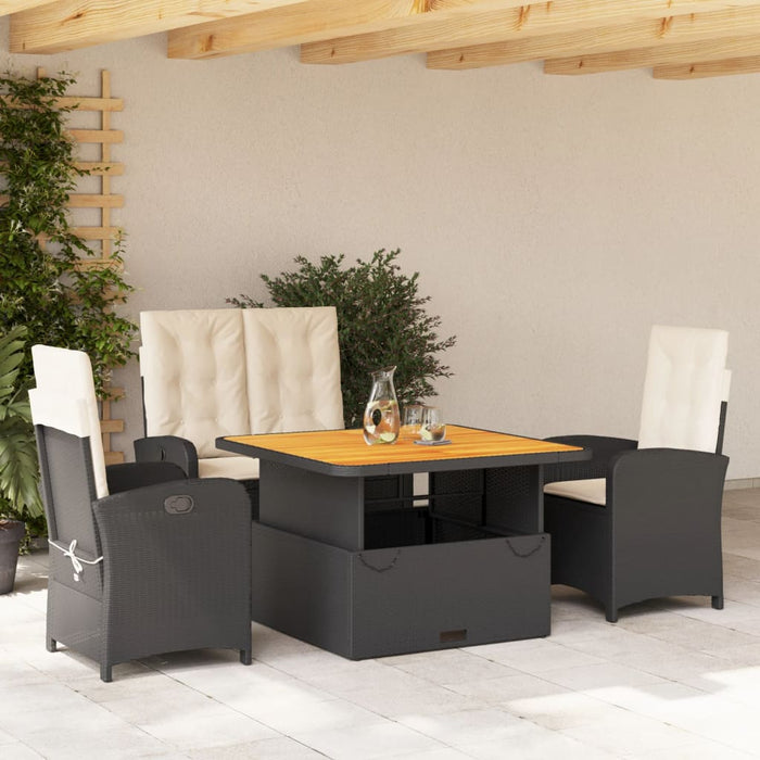Set mobilier de grădină cu perne, 4 piese, negru, poliratan - WALTI WALTI