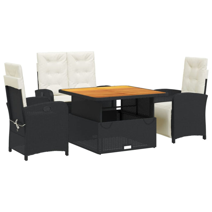 Set mobilier de grădină cu perne, 4 piese, negru, poliratan - WALTI WALTI
