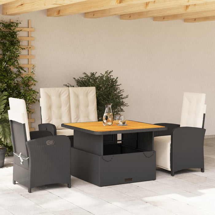 Set mobilier de grădină cu perne, 4 piese, negru, poliratan - WALTI WALTI