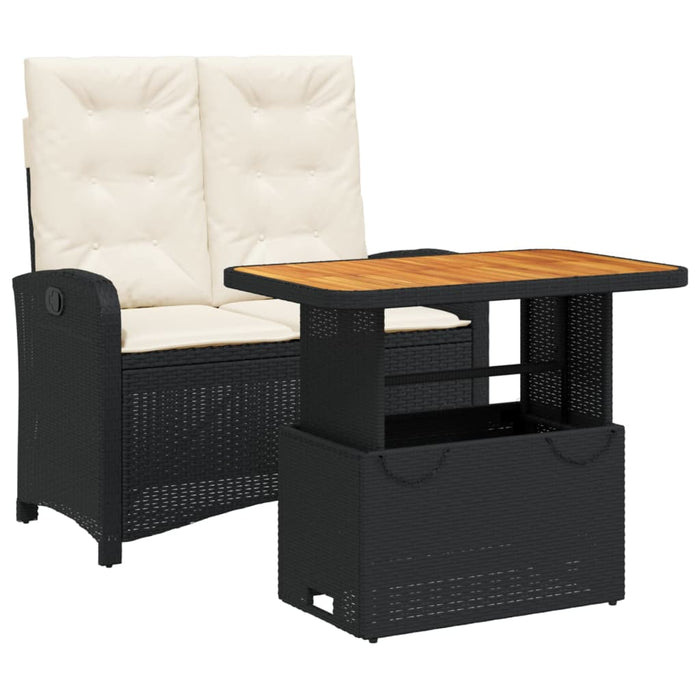 Set mobilier de grădină cu perne, 2 piese, negru, poliratan - WALTI WALTI
