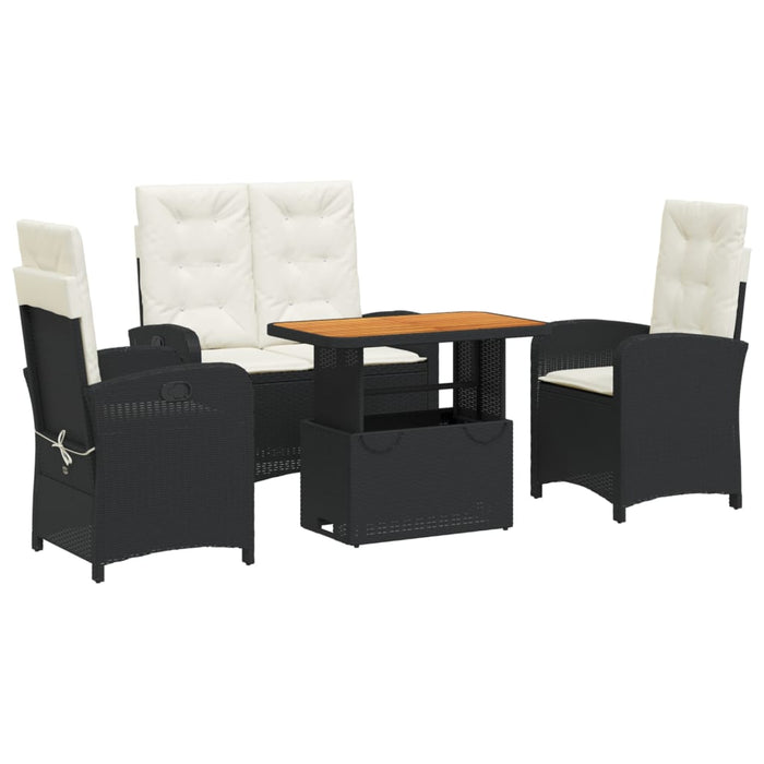 Set mobilier de grădină cu perne, 4 piese, negru, poliratan - WALTI WALTI
