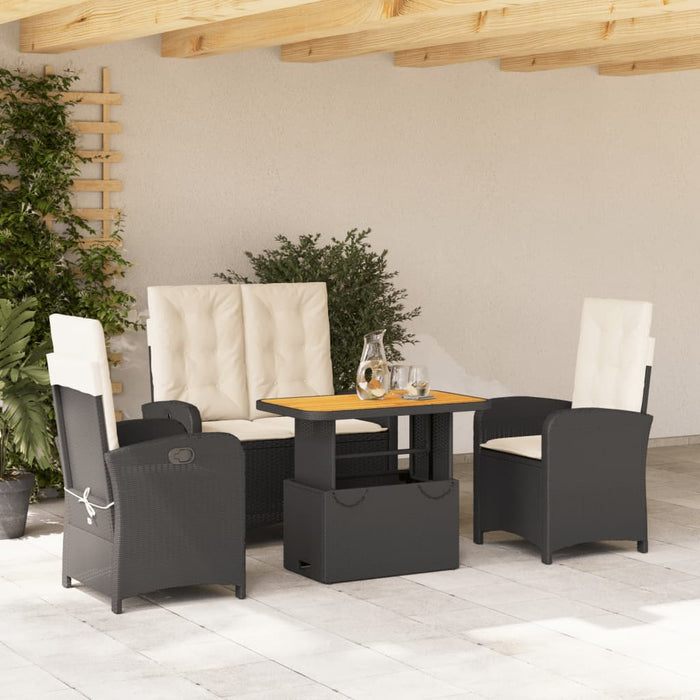 Set mobilier de grădină cu perne, 4 piese, negru, poliratan - WALTI WALTI