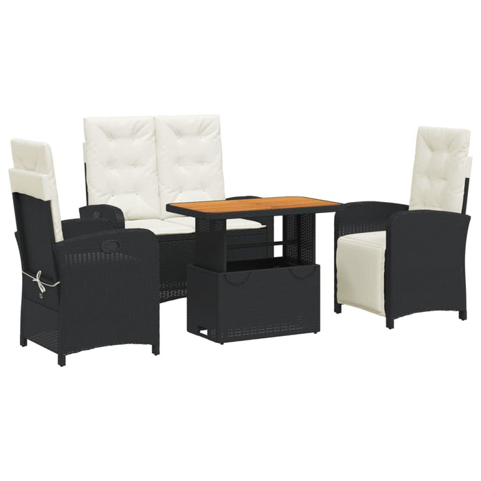 Set mobilier de grădină cu perne, 4 piese, negru, poliratan - WALTI WALTI