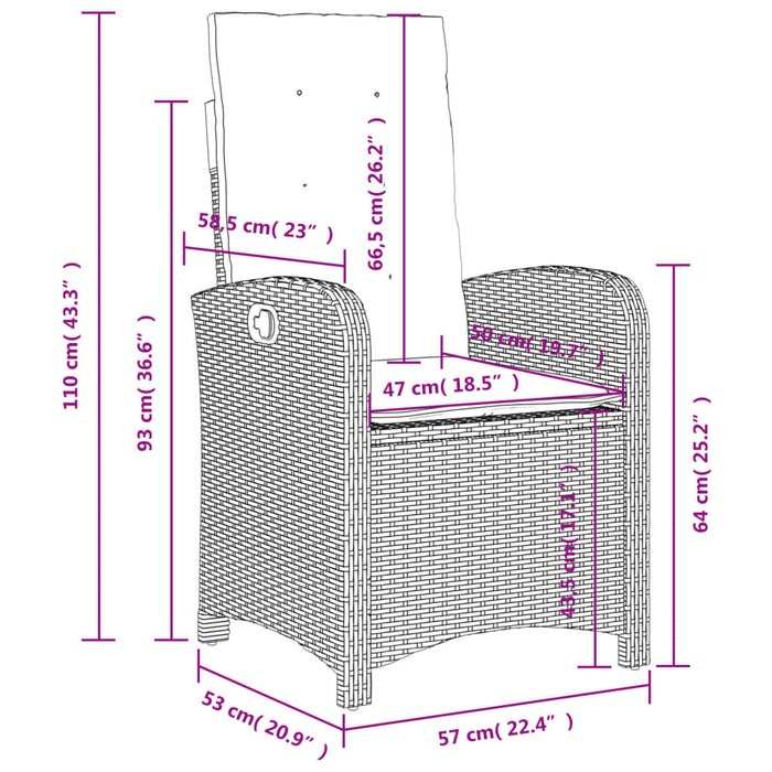 Set mobilier de grădină cu perne, 3 piese, negru, poliratan - WALTI WALTI