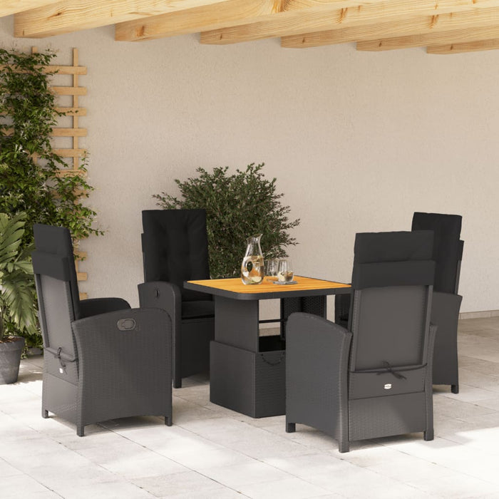 Set mobilier de grădină cu perne, 5 piese, negru, poliratan - WALTI WALTI