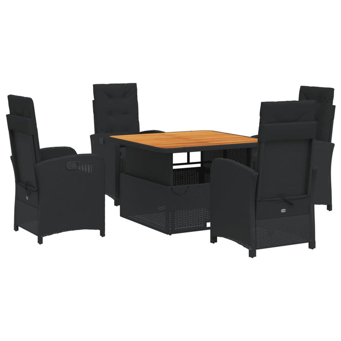Set mobilier de grădină cu perne, 5 piese, negru, poliratan - WALTI WALTI