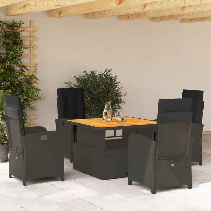 Set mobilier de grădină cu perne, 5 piese, negru, poliratan - WALTI WALTI