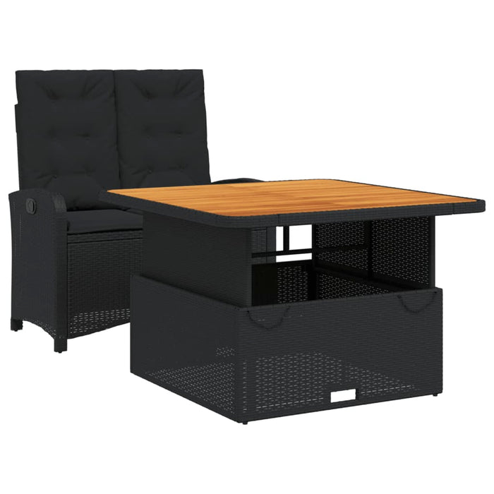 Set mobilier de grădină cu perne, 2 piese, negru, poliratan - WALTI WALTI