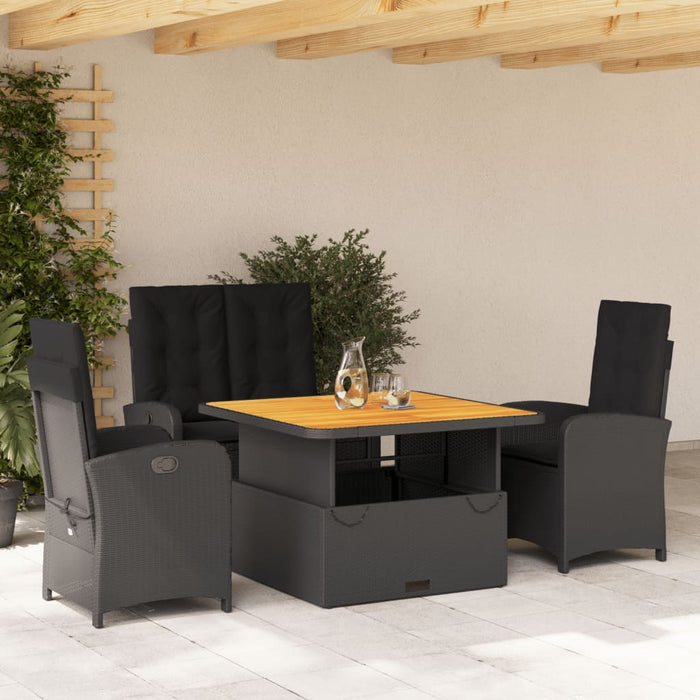 Set mobilier de grădină cu perne, 4 piese, negru, poliratan - WALTI WALTI