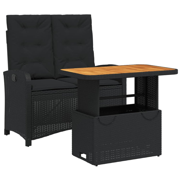 Set mobilier de grădină cu perne, 2 piese, negru, poliratan - WALTI WALTI