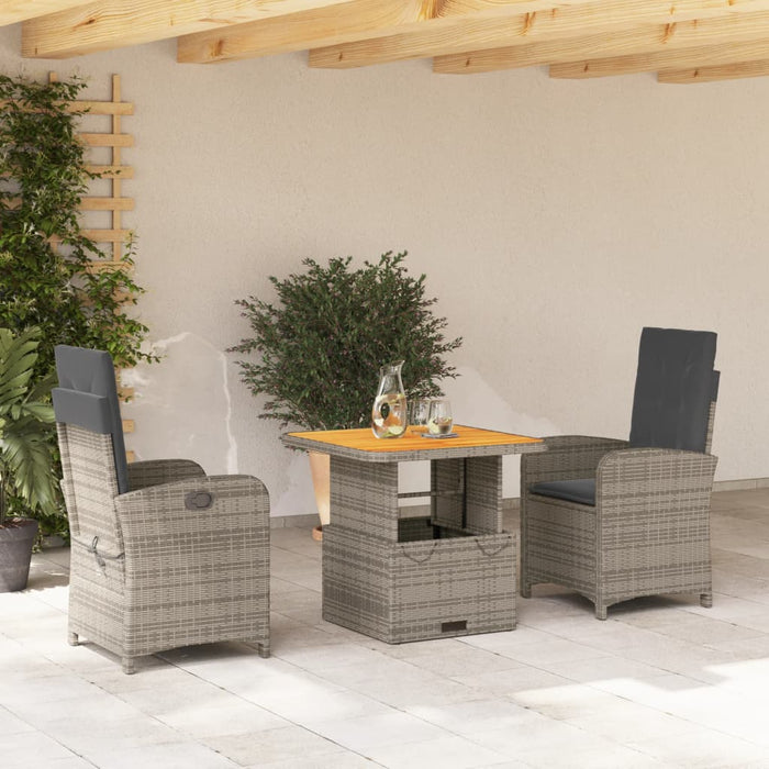 Set mobilier de grădină cu perne, 3 piese, gri, poliratan WALTI