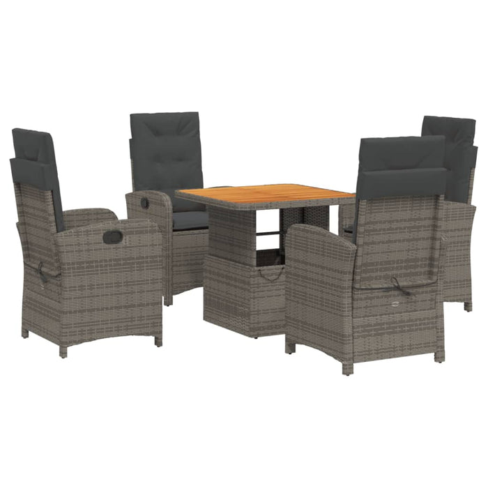 Set mobilier de grădină cu perne, 5 piese, gri, poliratan WALTI