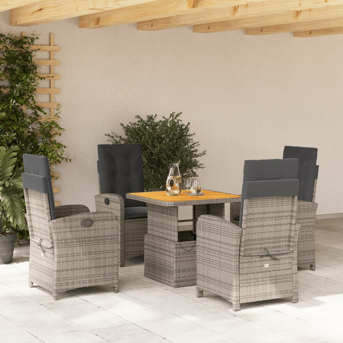 Set mobilier de grădină cu perne, 5 piese, gri, poliratan WALTI