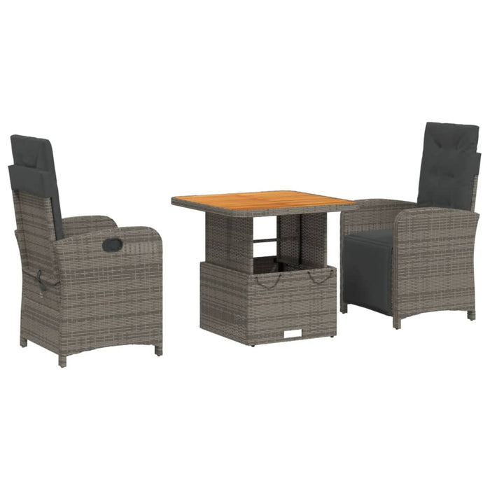 Set mobilier de grădină cu perne, 3 piese, gri, poliratan WALTI