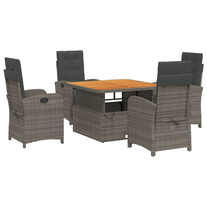 Set mobilier de grădină cu perne, 5 piese, gri, poliratan - WALTI WALTI