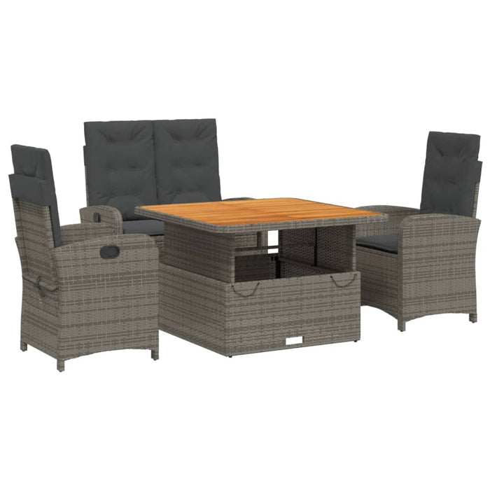 Set mobilier de grădină cu perne, 4 piese, gri, poliratan WALTI