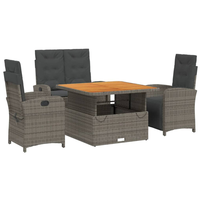Set mobilier de grădină cu perne, 4 piese, gri, poliratan WALTI