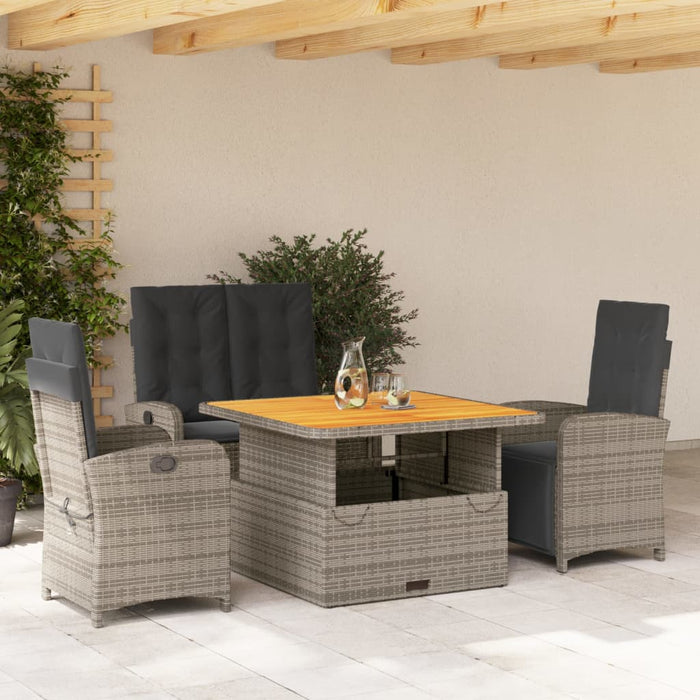 Set mobilier de grădină cu perne, 4 piese, gri, poliratan WALTI