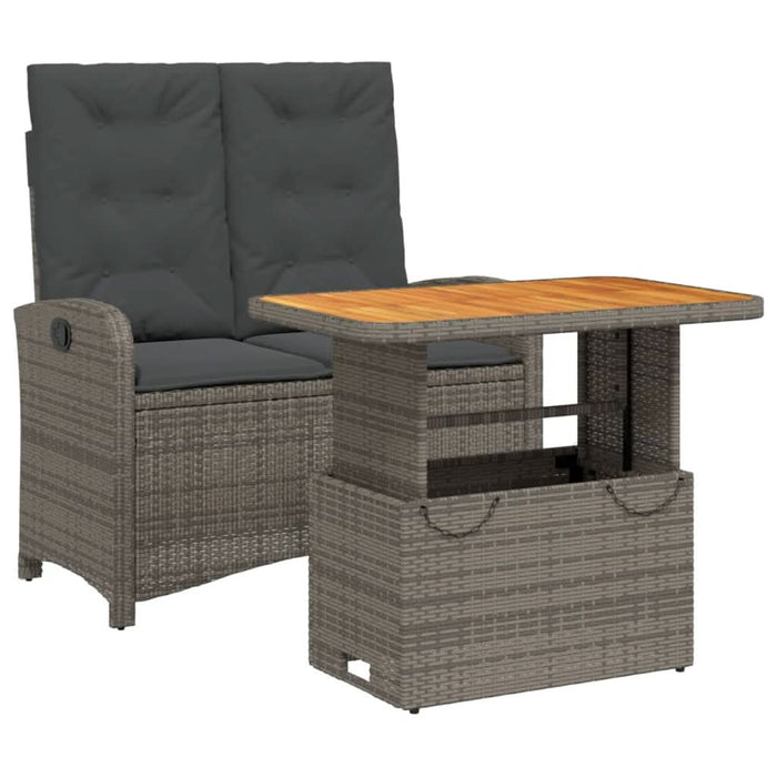Set mobilier de grădină cu perne, 2 piese, gri, poliratan - WALTI WALTI