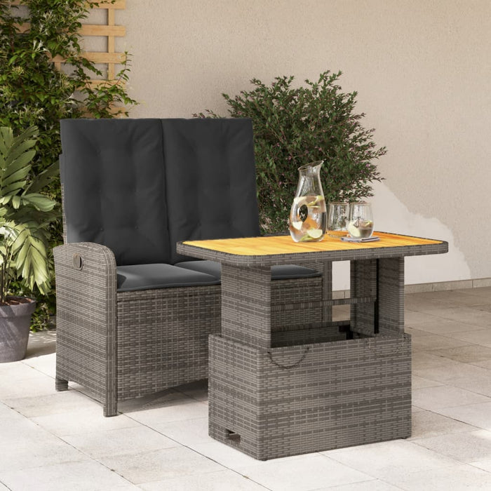 Set mobilier de grădină cu perne, 2 piese, gri, poliratan - WALTI WALTI
