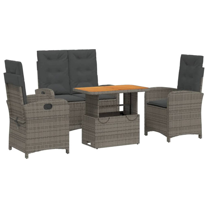 Set mobilier de grădină cu perne, 4 piese, gri, poliratan - WALTI WALTI