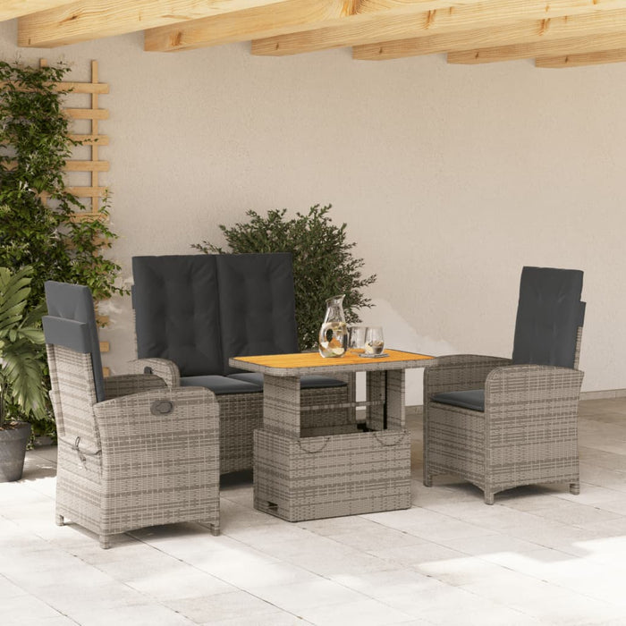 Set mobilier de grădină cu perne, 4 piese, gri, poliratan - WALTI WALTI