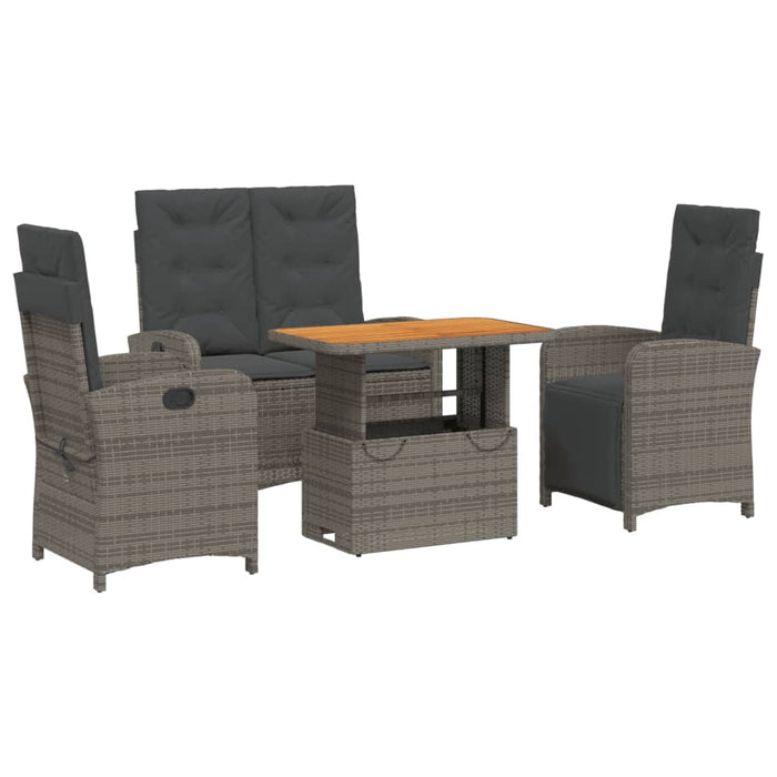 Set mobilier de grădină cu perne, 4 piese, gri, poliratan - WALTI WALTI