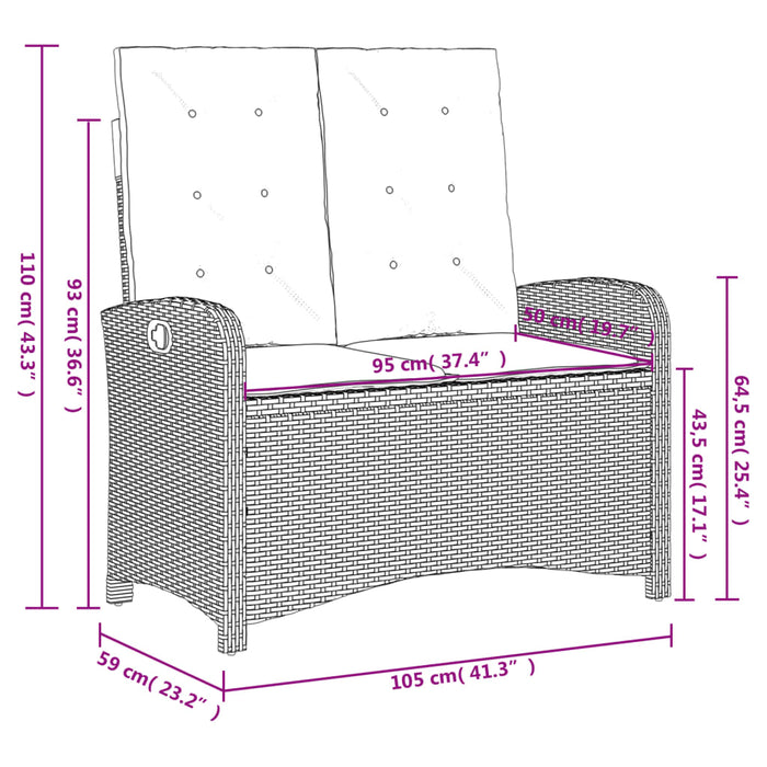 Set mobilier de grădină cu perne, 4 piese, gri, poliratan - WALTI WALTI