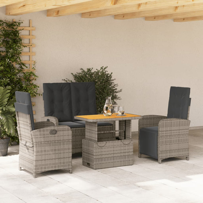 Set mobilier de grădină cu perne, 4 piese, gri, poliratan - WALTI WALTI