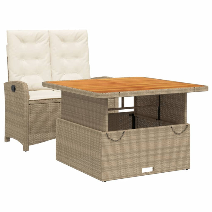 Set mobilier de grădină, 2 piese, cu perne, bej, poliratan - WALTI WALTI