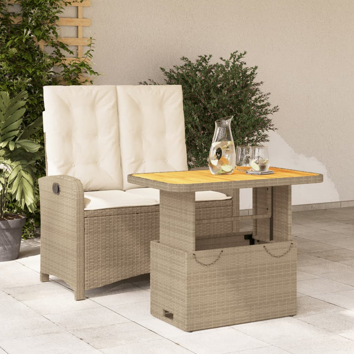 Set mobilier de grădină, 2 piese, cu perne, bej, poliratan - WALTI WALTI